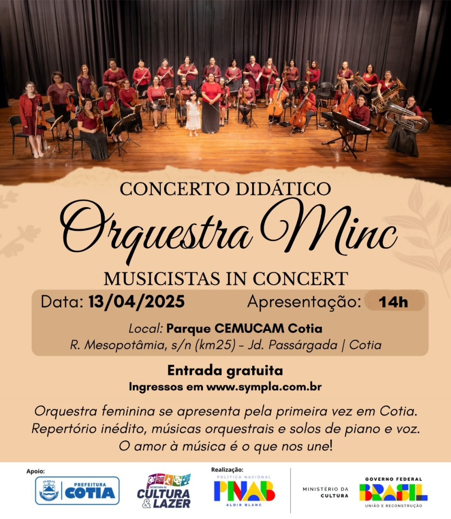 Orquestra Minc faz estreia gratuita no Cemucam em Cotia
