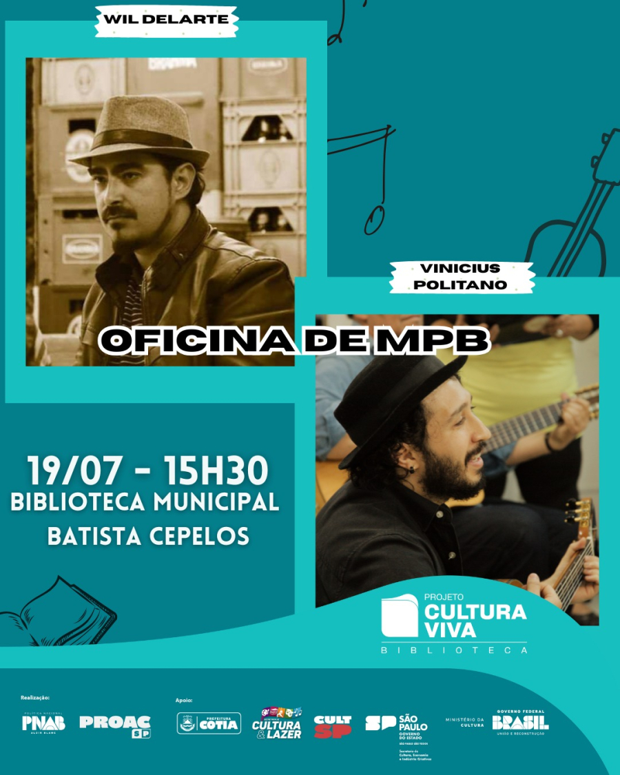 Oficina gratuita de MPB acontece na Biblioteca Batista Cepelos em julho